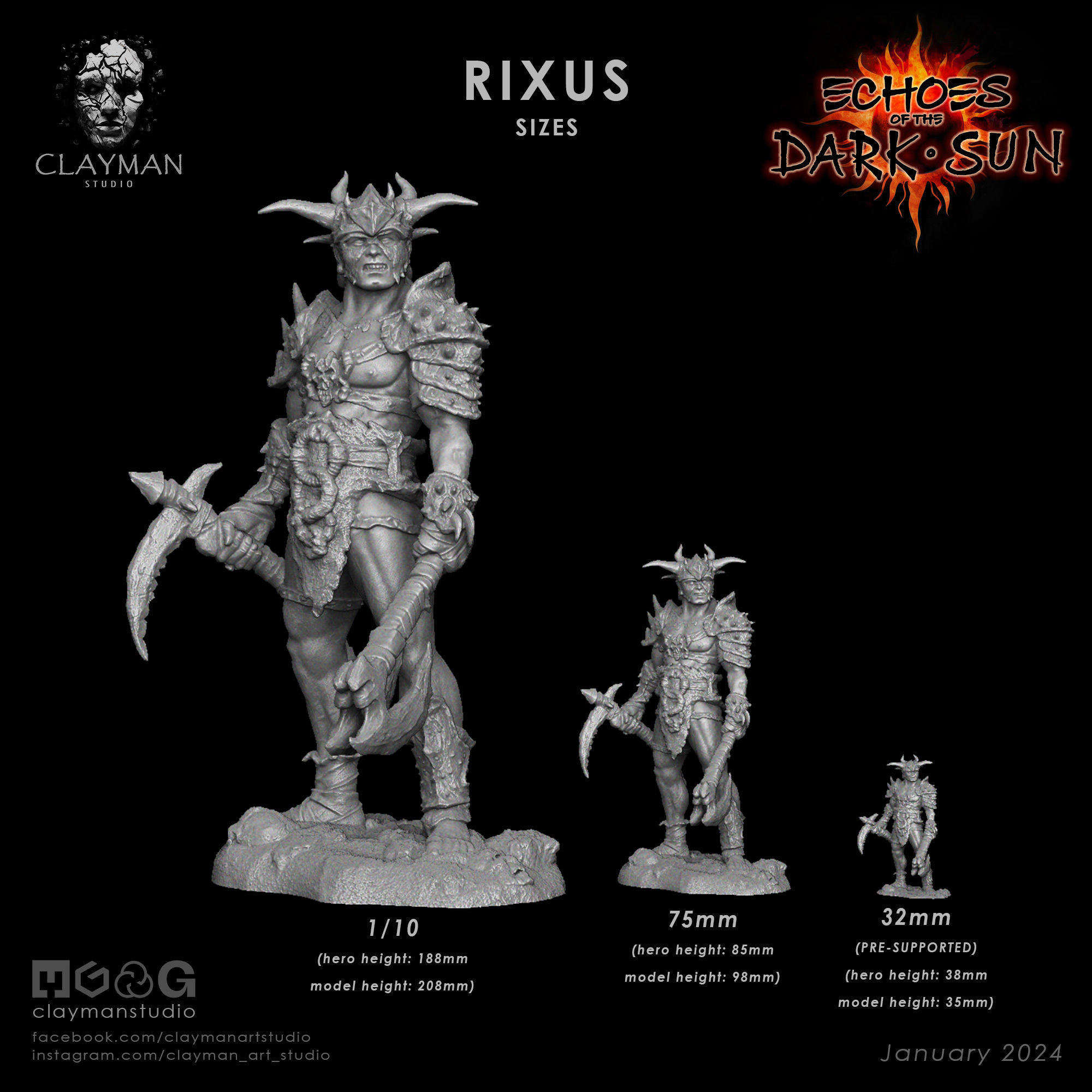 Rixus - 32mm - 75mm - 188mm 3D print model_3