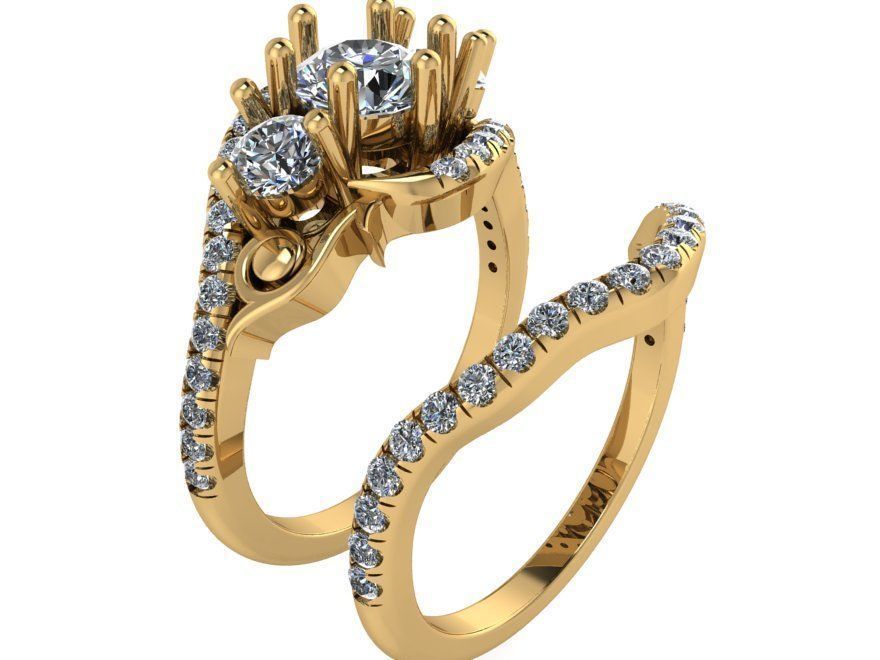 3 Stone Ring With Band 2519 3D print model_1