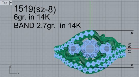 3 Stone Ring With Band 2519 3D print model_4