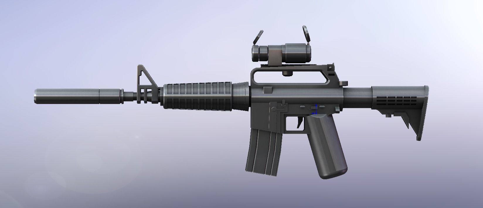 M4A1 WITH AIMPOINT SIGHT ASSULT RIFLE OLDSCOOL FOR MINIFIGUES 3D print model_2