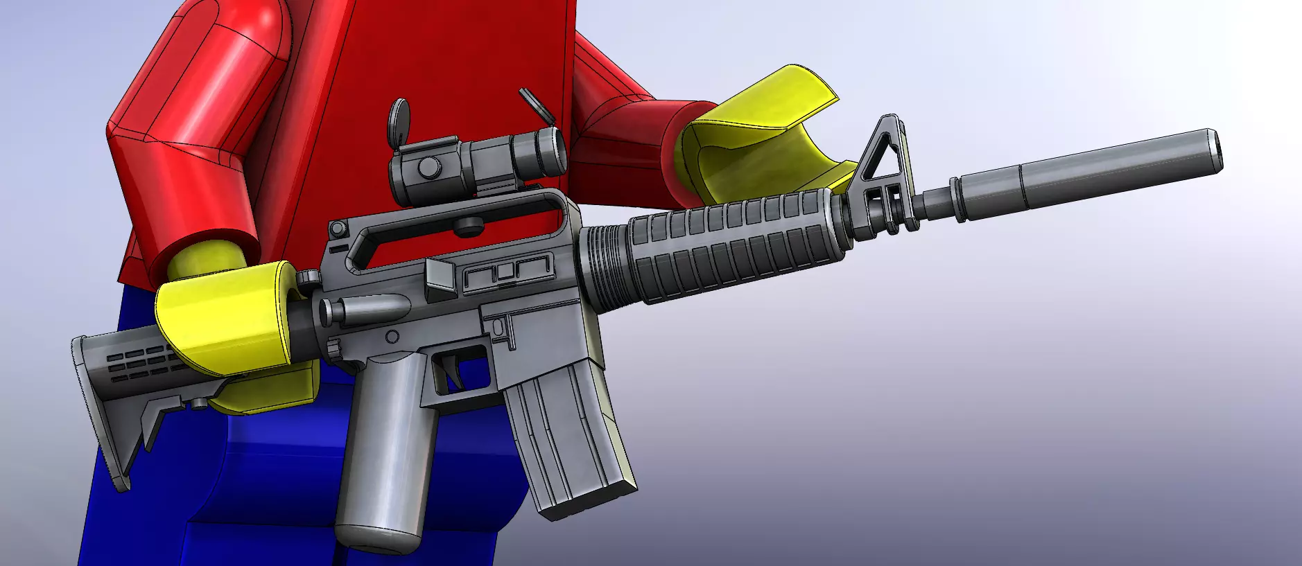 M4A1 WITH AIMPOINT SIGHT ASSULT RIFLE OLDSCOOL FOR MINIFIGUES 3D print model_0