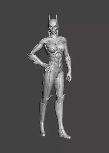 Bat girl with base STL 3d model For 3d Printing