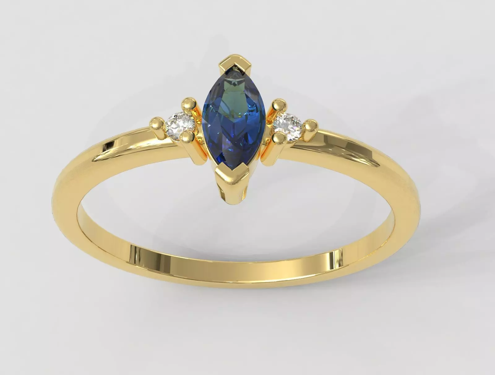 Marquise Gemstone Classic Ring 3D print model