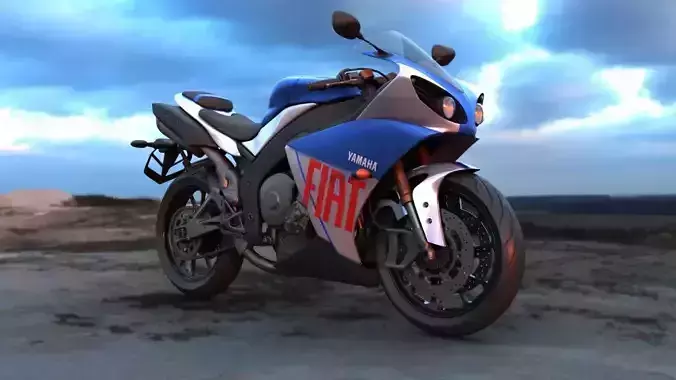 Yamaha R1 MotorBike Rig 3D model