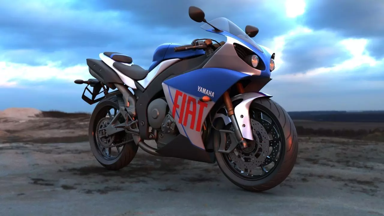 Yamaha R1 MotorBike Rig 3D model_0