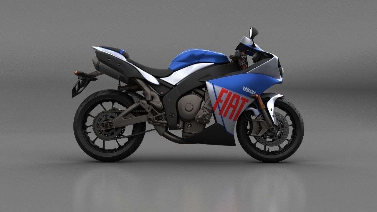 Yamaha R1 MotorBike Rig 3D model_2