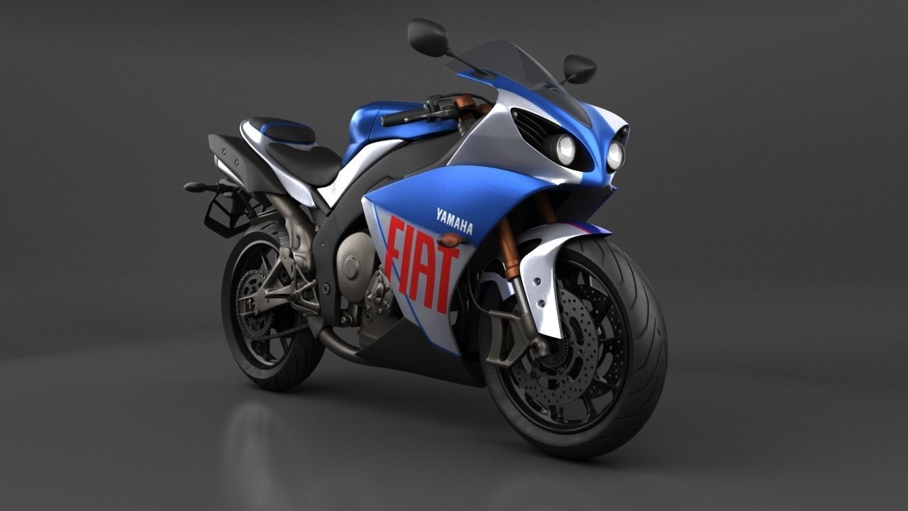Yamaha R1 MotorBike Rig 3D model_3