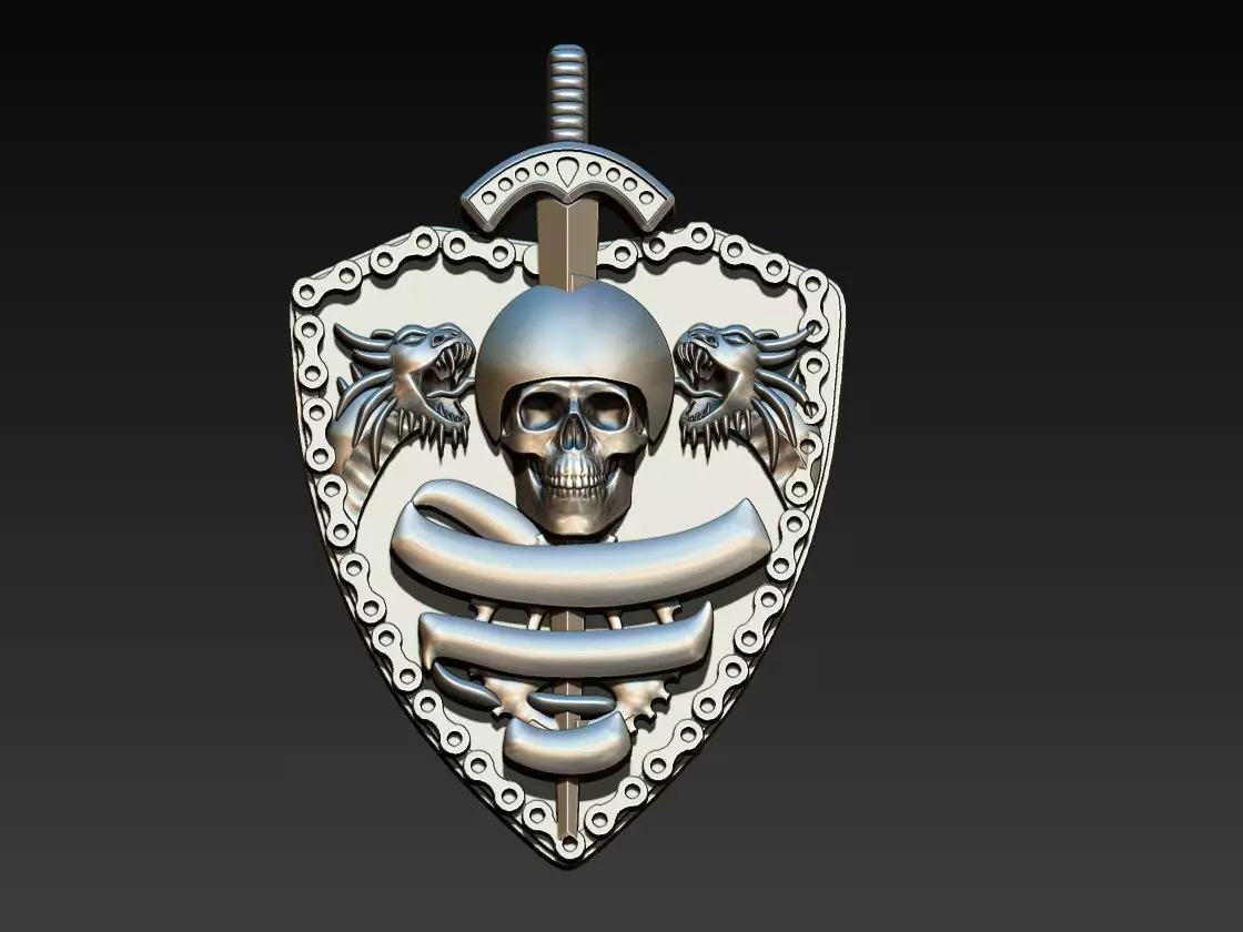 Skull Shield Motorcycle Club 3D print model_0