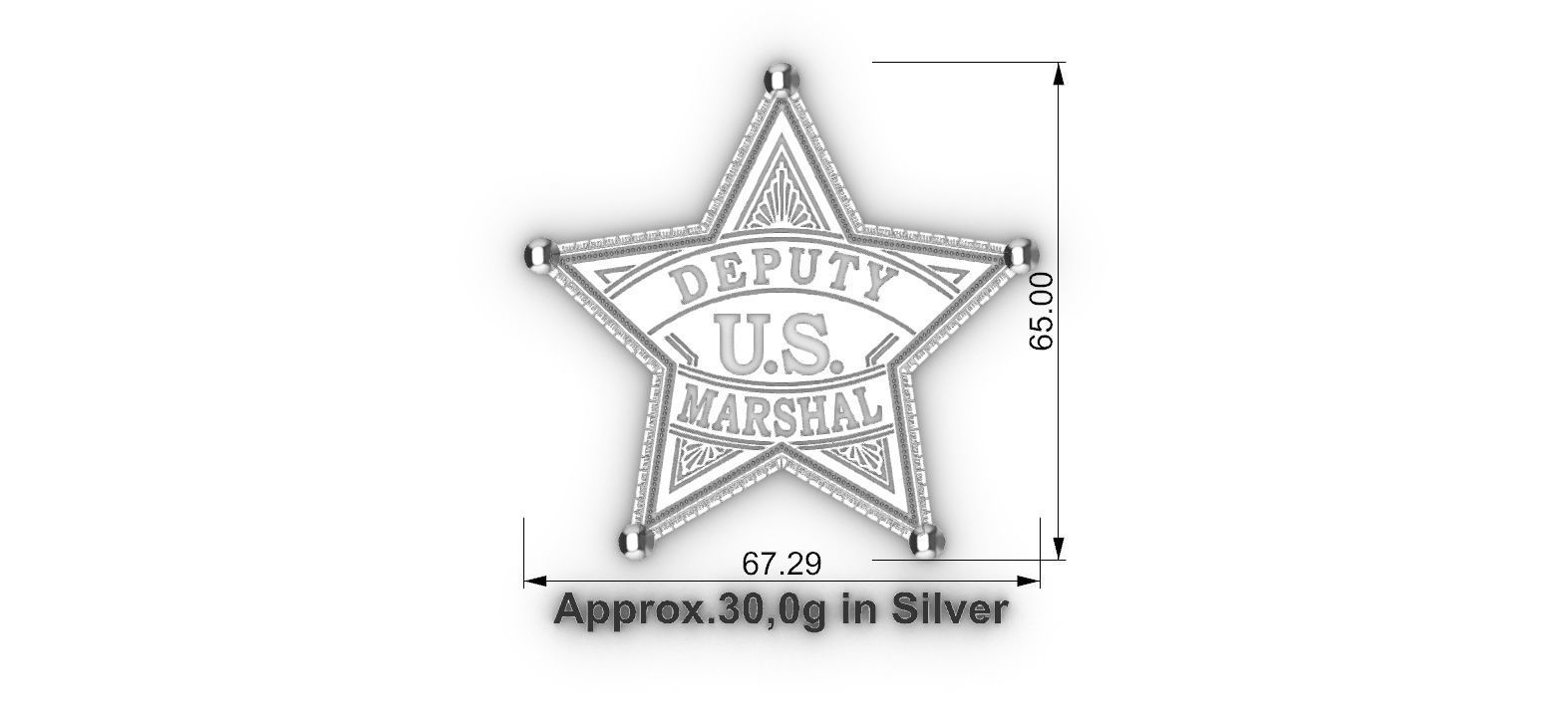 Sheriff Star Badge 3D print model_11