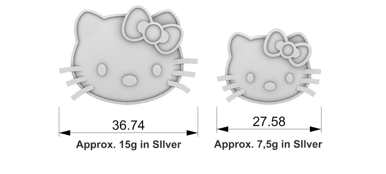 Hello Kitty Pendants 3D print model_5