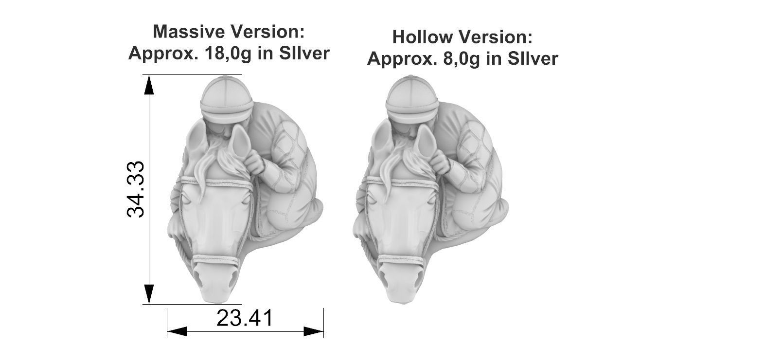 Race Horse With Jockey Front 3D print model_5