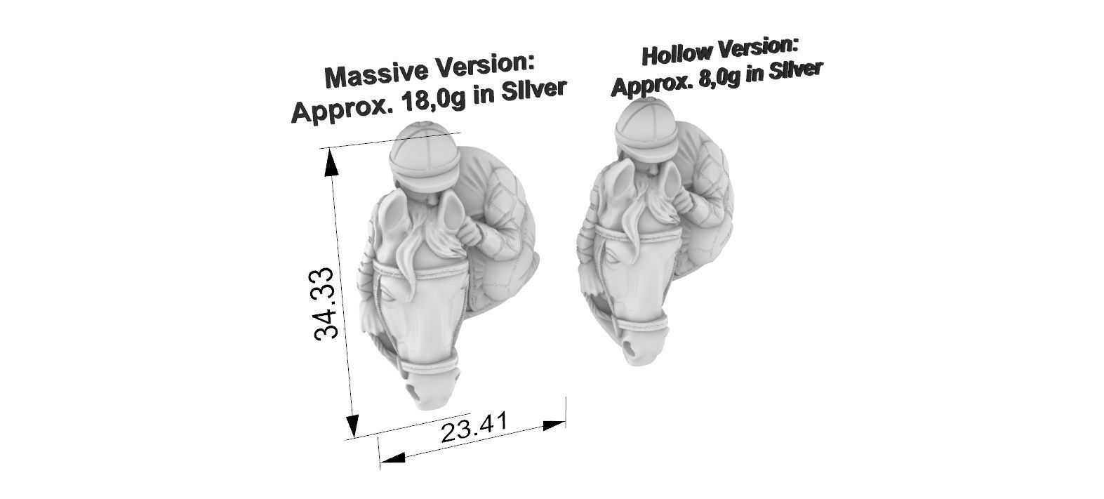Race Horse With Jockey Front 3D print model_13