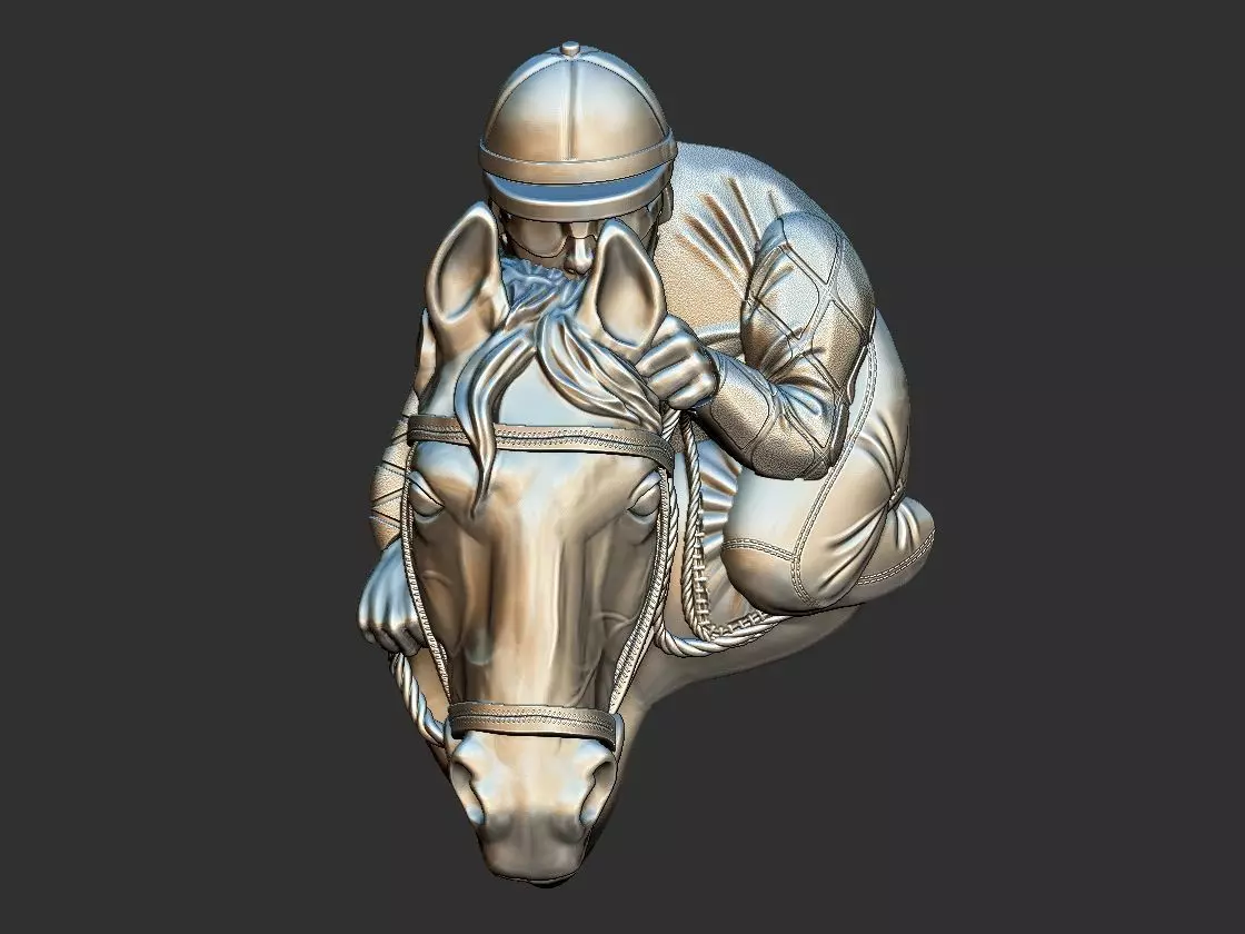 Race Horse With Jockey Front 3D print model_0