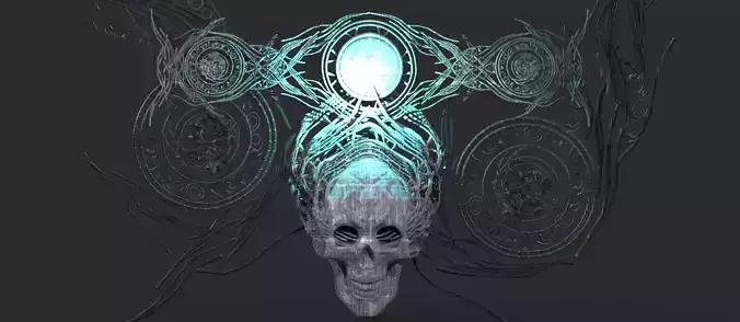 Steampunk scull crest logo 3D model