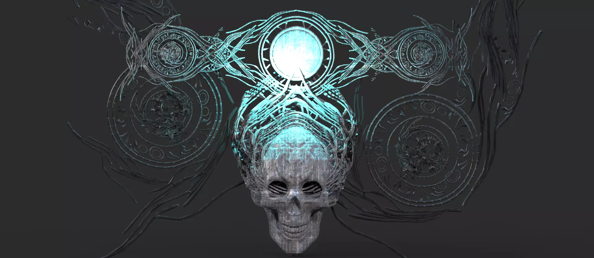 Steampunk scull crest logo 3D model_0