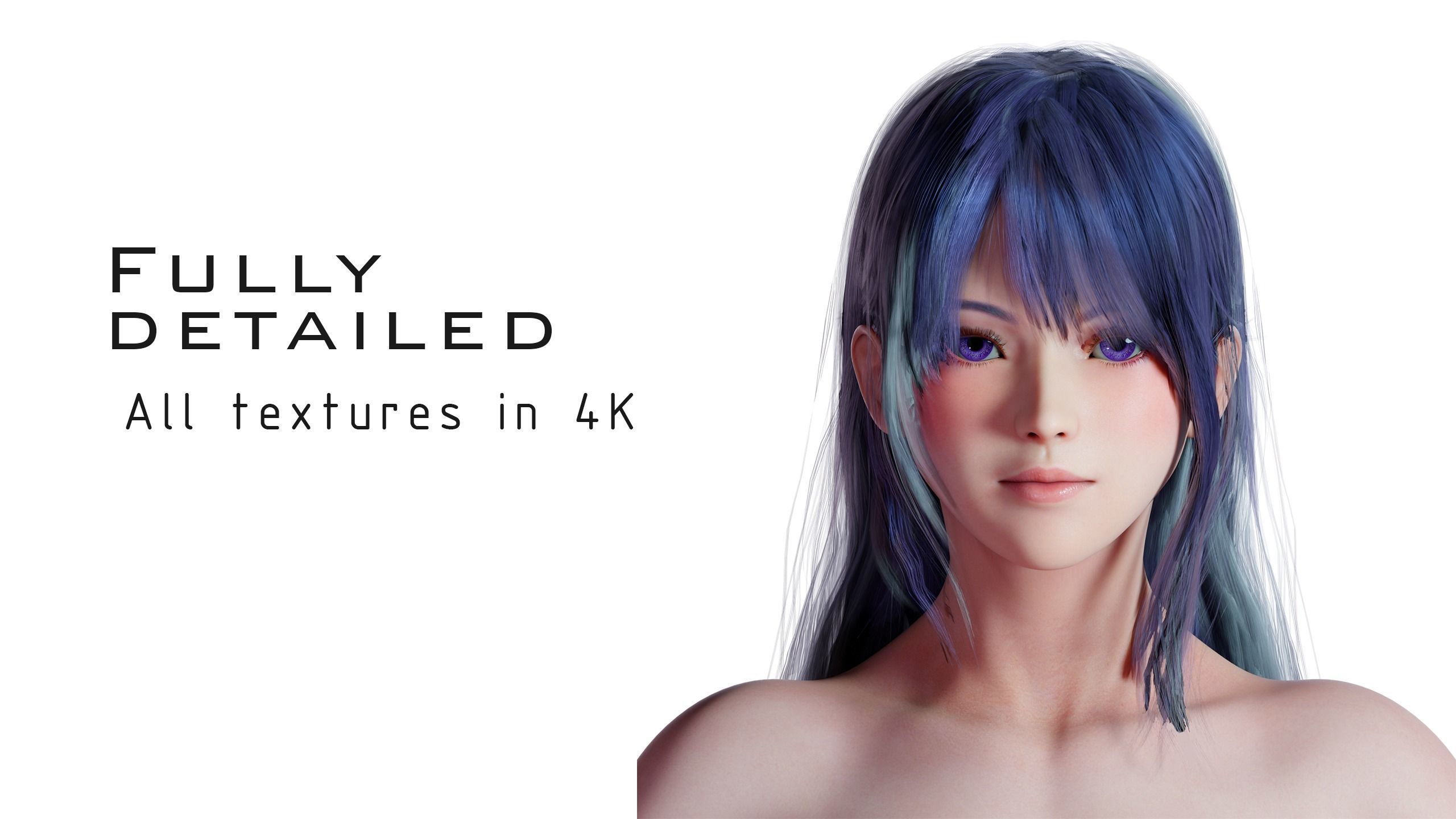 Hina - Blender 3D model - Low poly - animated RIG Low-poly 3D model_2