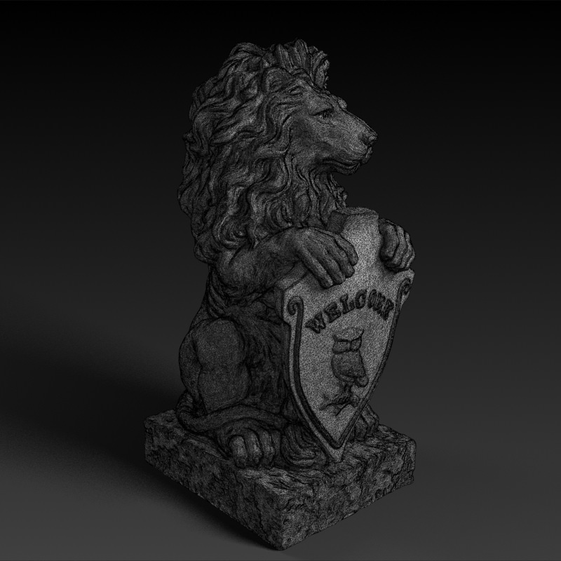 3D Models Garden Statue Lion With Welcome Sign 3D print model_6