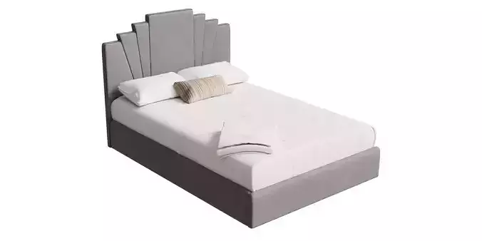 Dark Beige Frame White Cushions Mattress Simple Bed