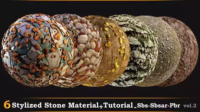6 Stylized Stone Material 2 Tutorial Sbs Sbsar Pbr Vol 2