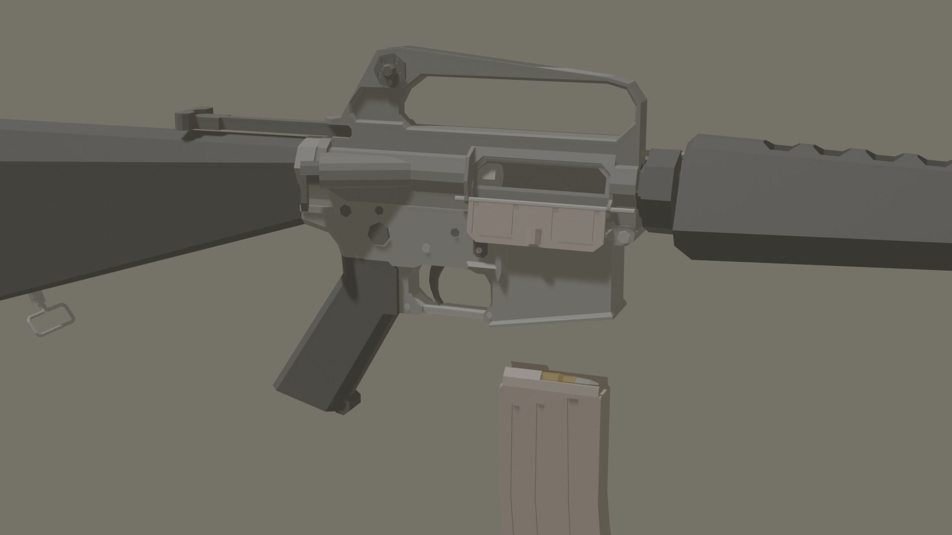 M-16a1 lowpoly stylized rifle Low-poly 3D model_8