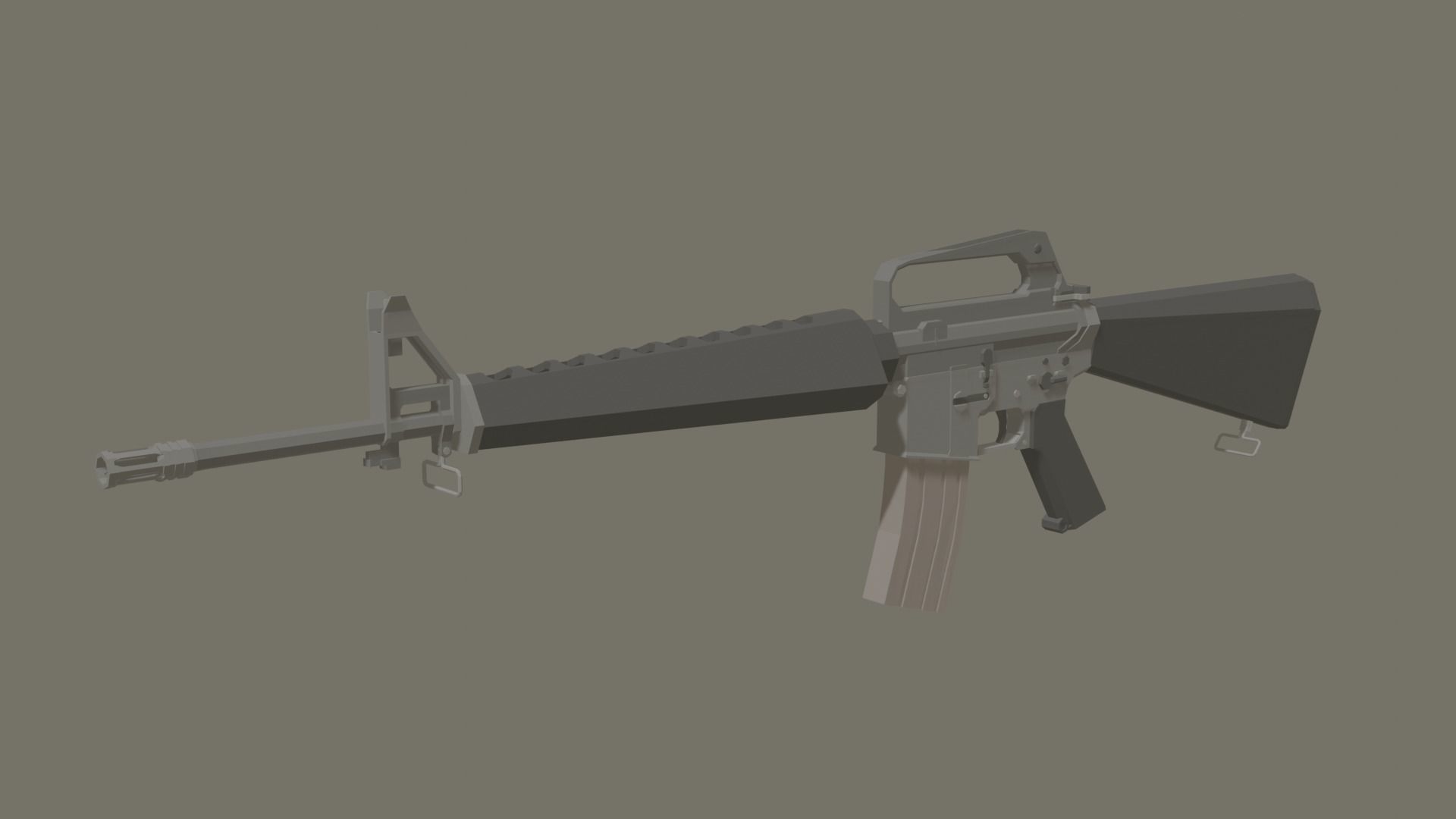 M-16a1 lowpoly stylized rifle Low-poly 3D model_3