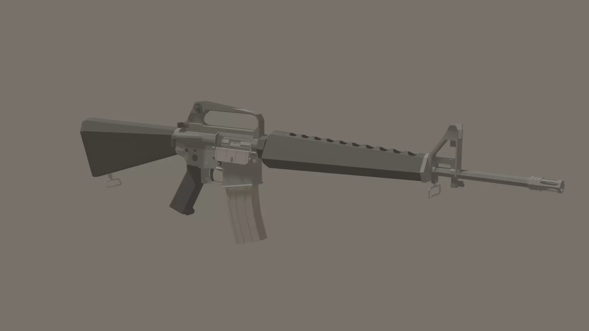 M-16a1 lowpoly stylized rifle Low-poly 3D model_0