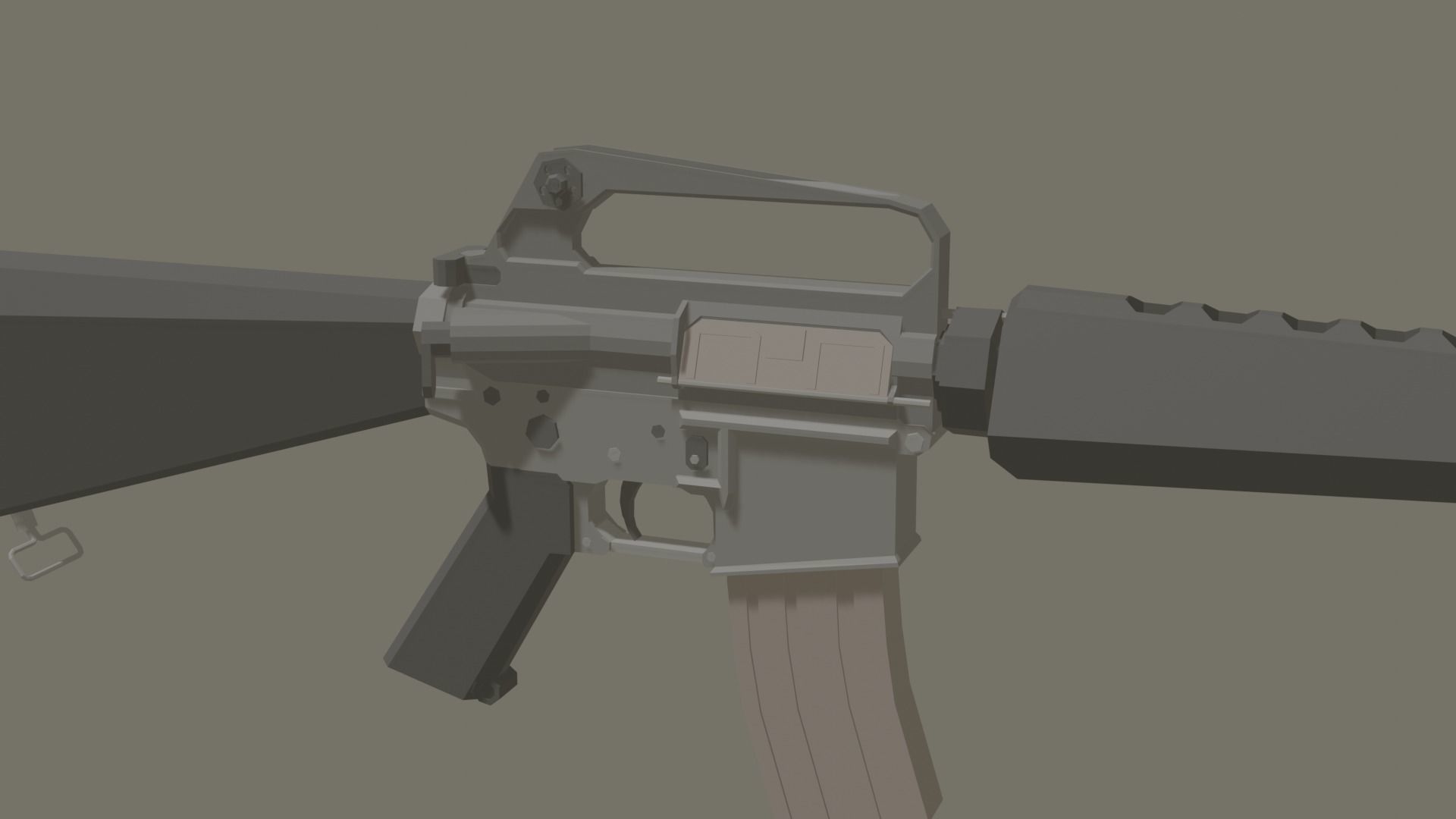 M-16a1 lowpoly stylized rifle Low-poly 3D model_9