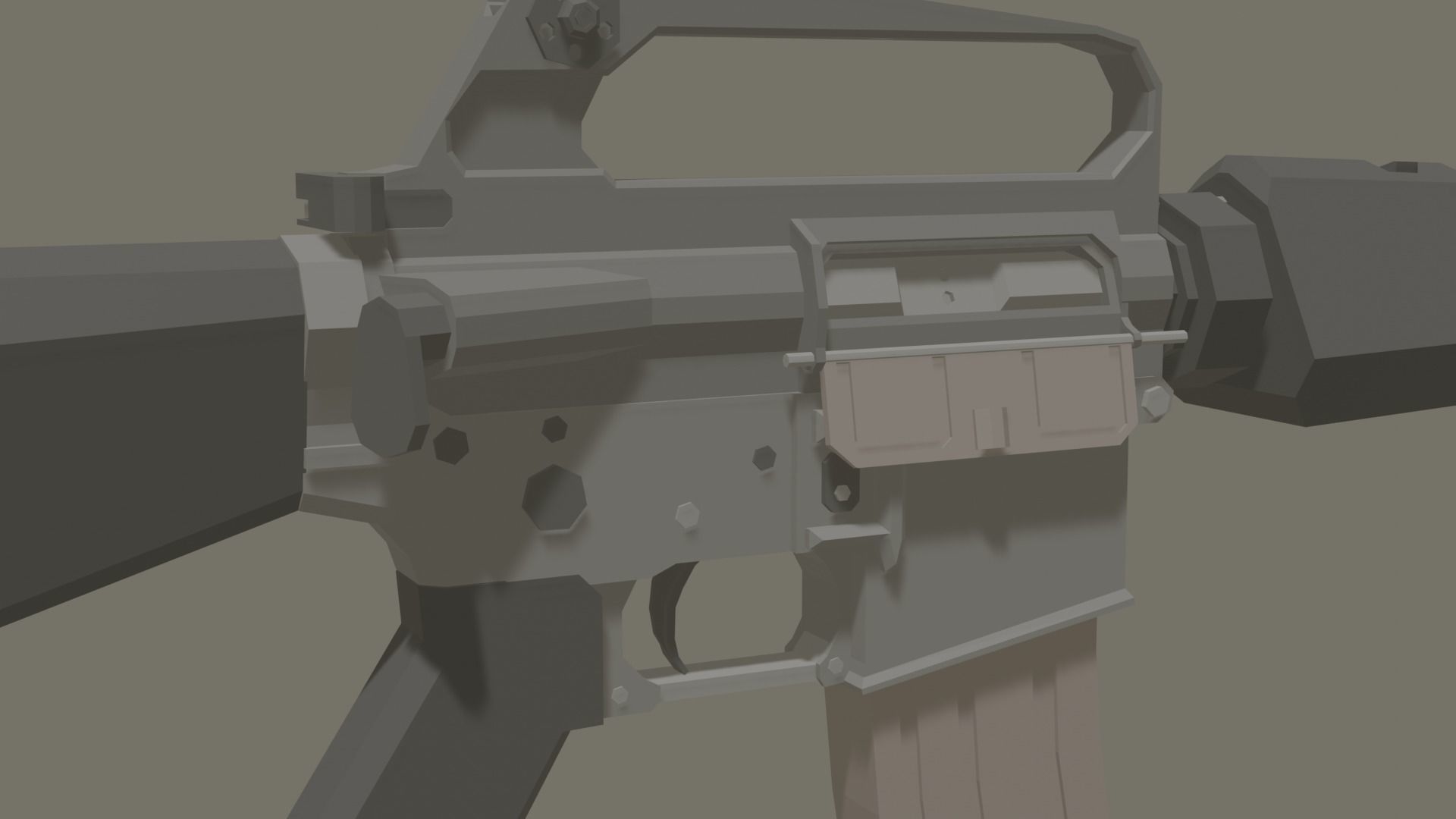 M-16a1 lowpoly stylized rifle Low-poly 3D model_10