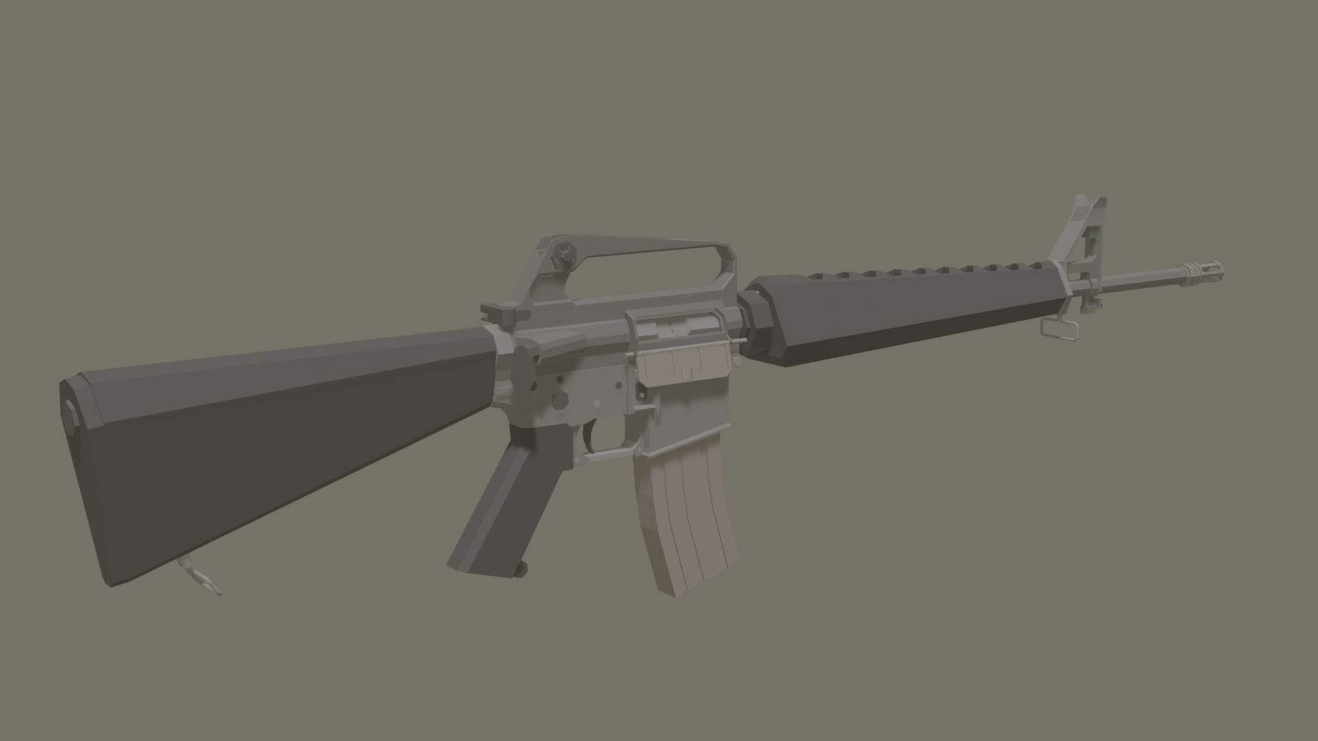 M-16a1 lowpoly stylized rifle Low-poly 3D model_1
