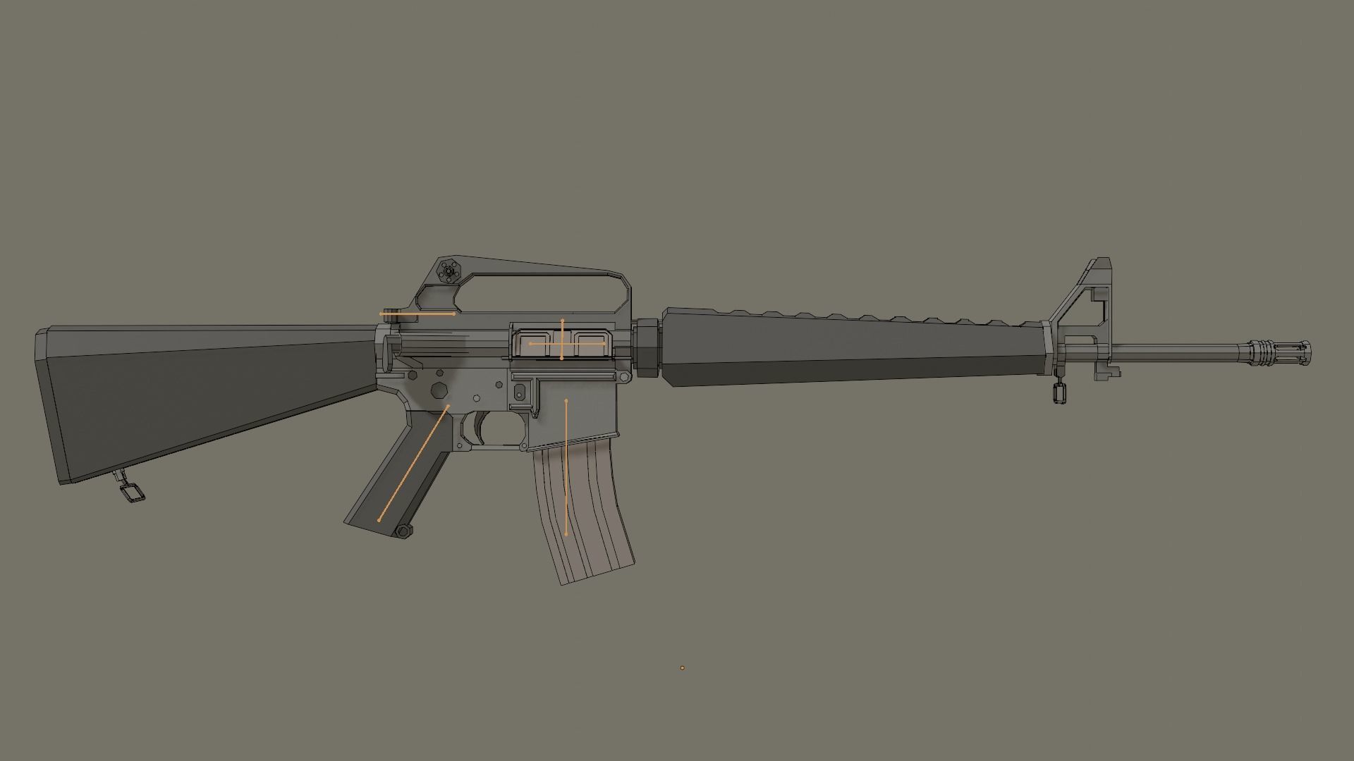 M-16a1 lowpoly stylized rifle Low-poly 3D model_13