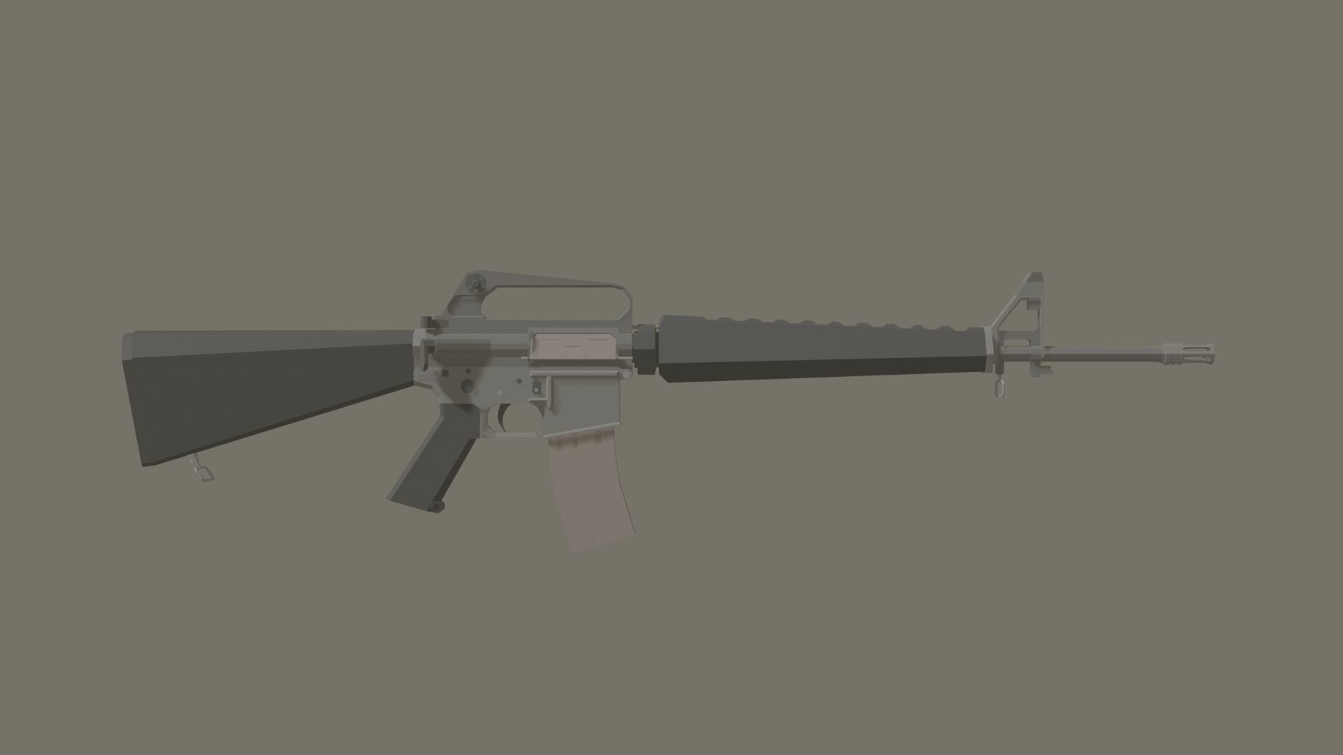 M-16a1 lowpoly stylized rifle Low-poly 3D model_5