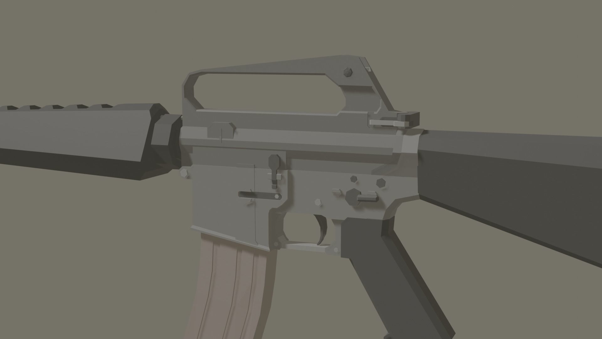 M-16a1 lowpoly stylized rifle Low-poly 3D model_6