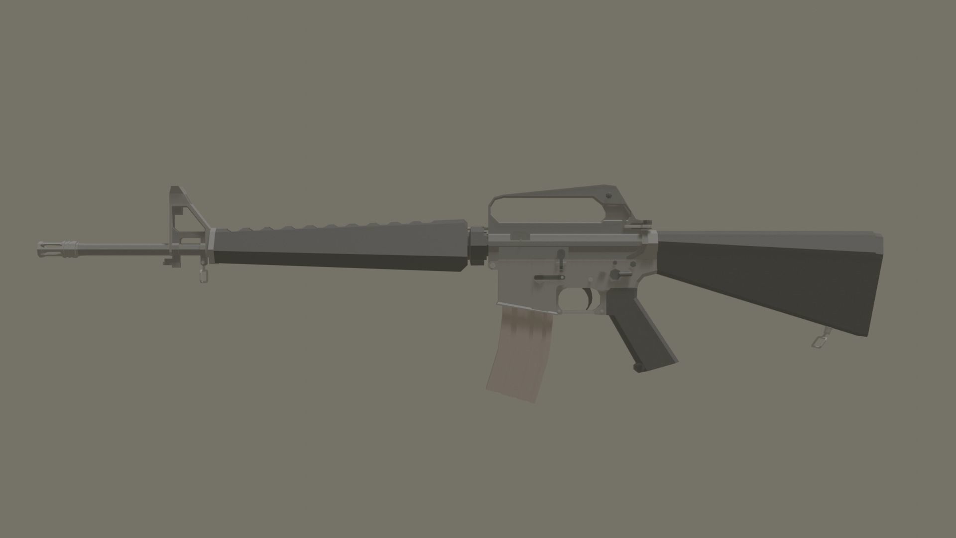 M-16a1 lowpoly stylized rifle Low-poly 3D model_4