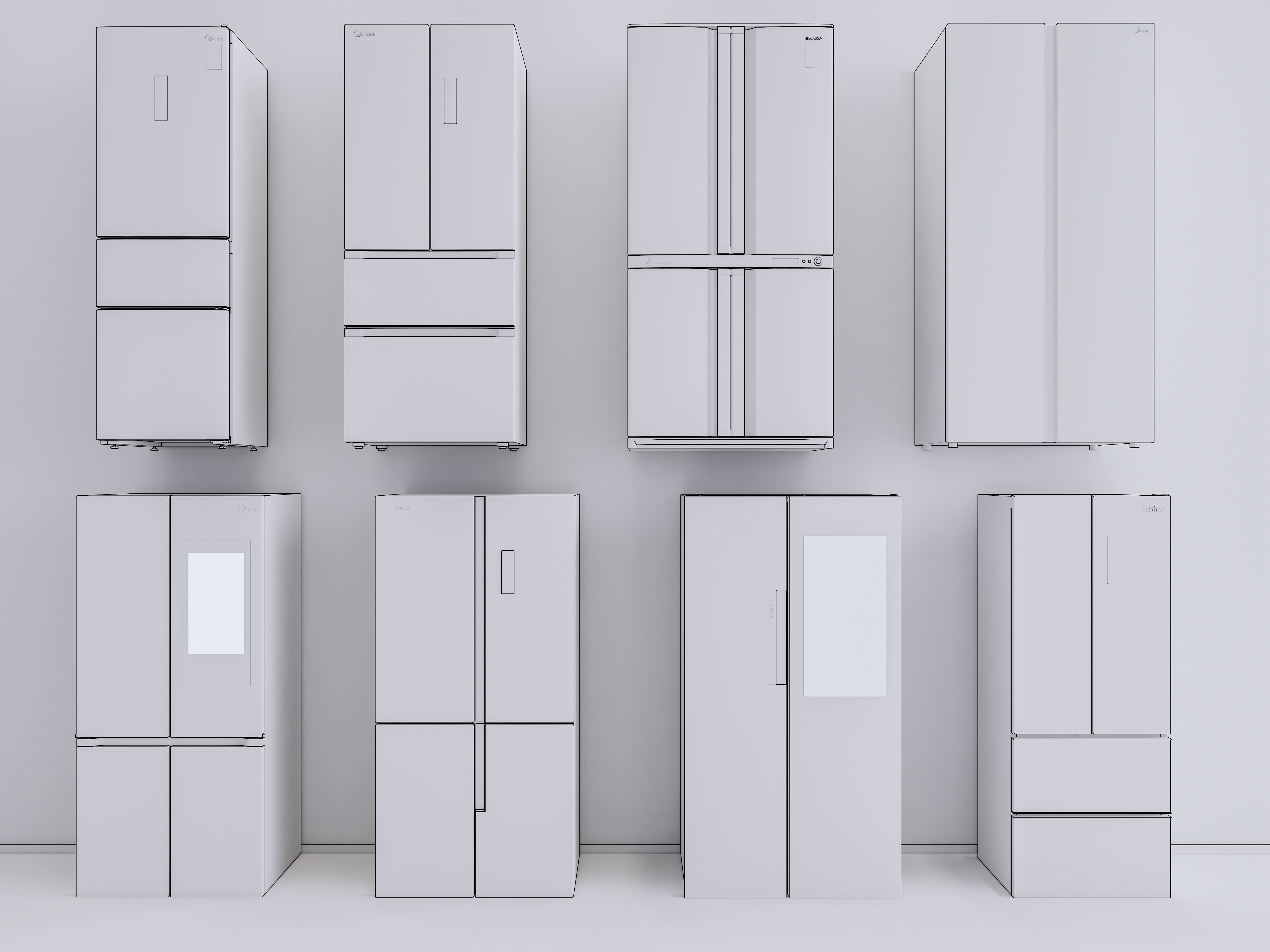 Kitchen and Home  appliances models library  fridge refrigerator Low-poly 3D model_22