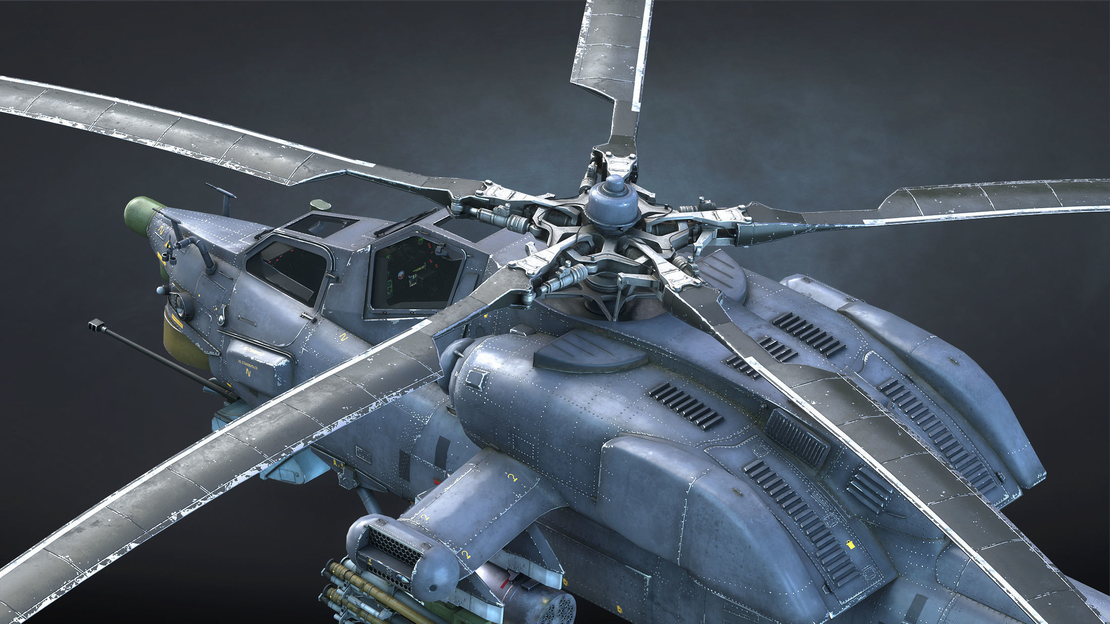 Mi-28N Havoc Attack Helicopter Game Ready Low-poly 3D model_3