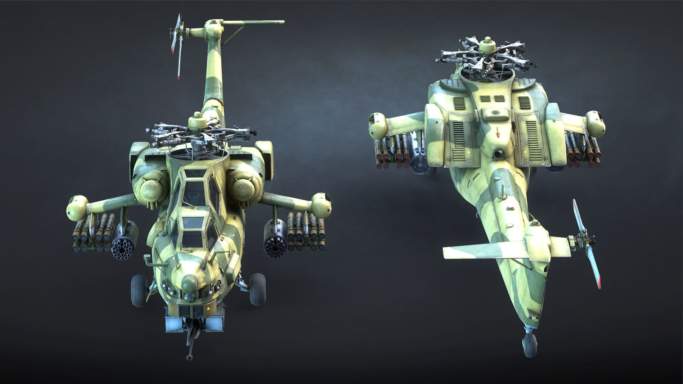Mi-28N Havoc Attack Helicopter Game Ready Low-poly 3D model_9