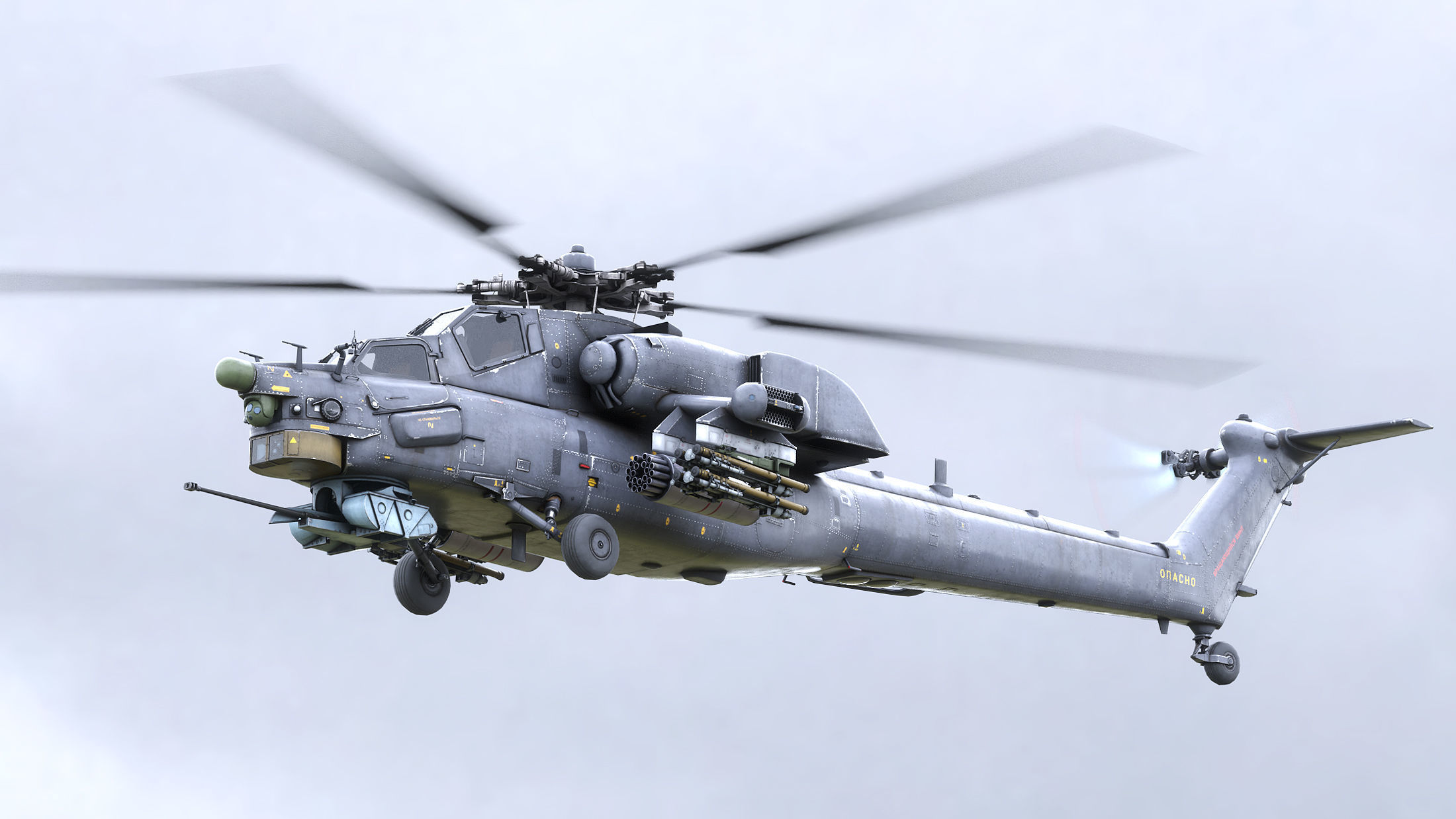 Mi-28N Havoc Attack Helicopter Game Ready Low-poly 3D model_11