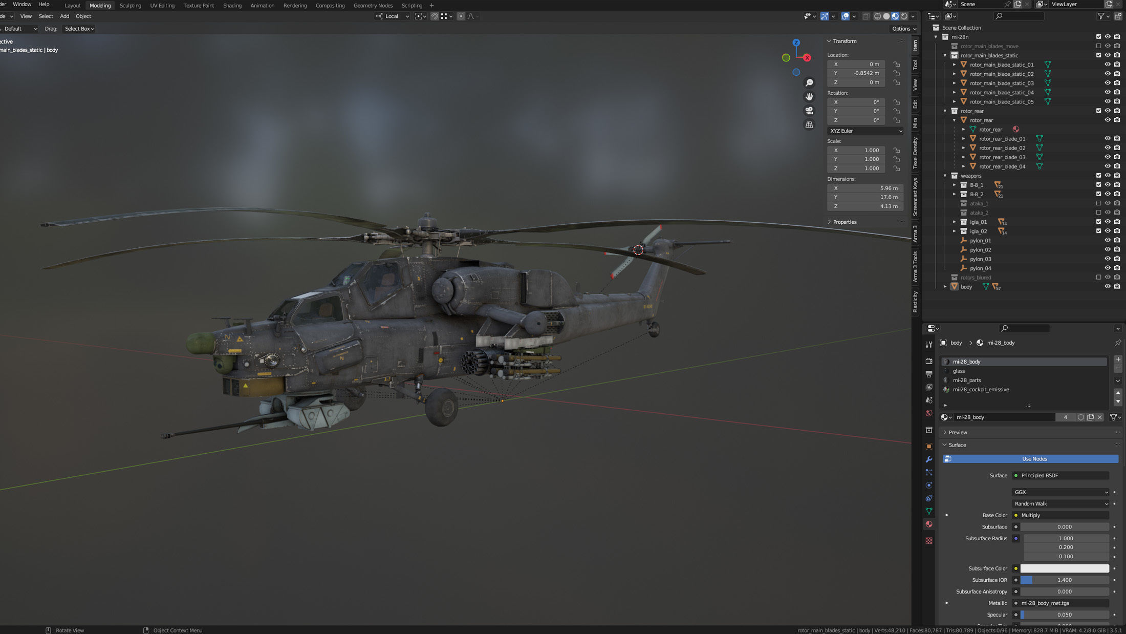Mi-28N Havoc Attack Helicopter Game Ready Low-poly 3D model_15
