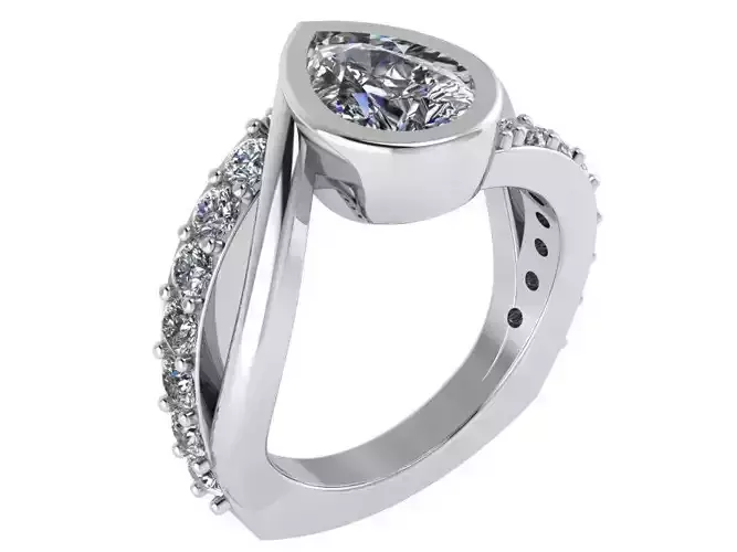 Pear Bezel Twisted Ring 2527
