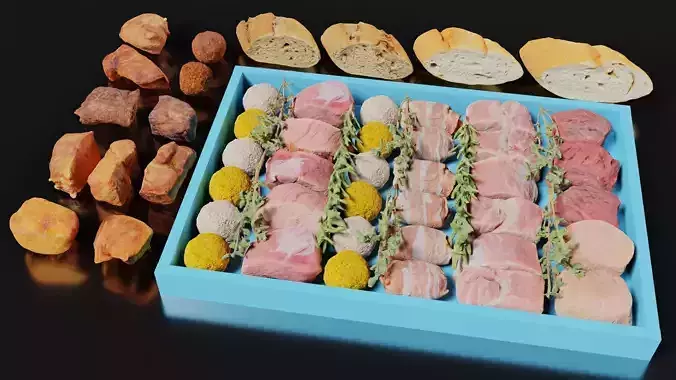 Fondue Assortment 32 Bread Herb Meat items