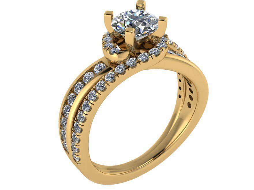 Round Diamond Wave Ring 2530 3D print model_1