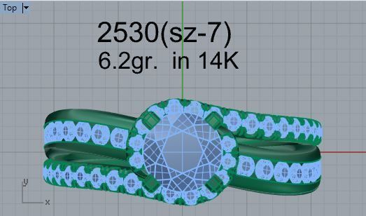 Round Diamond Wave Ring 2530 3D print model_4