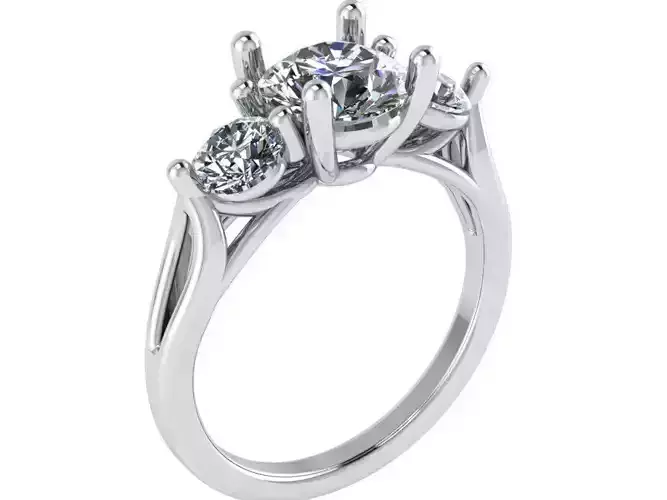 3 Stone Round Diamond Ring 2534