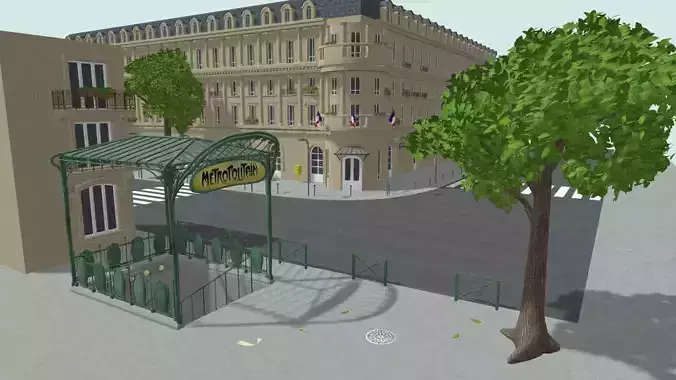 Paris Town Metro Station 01 Textured