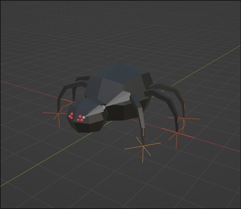 Low-Poly Rigged Spider - IK Rig Low-poly 3D model_11