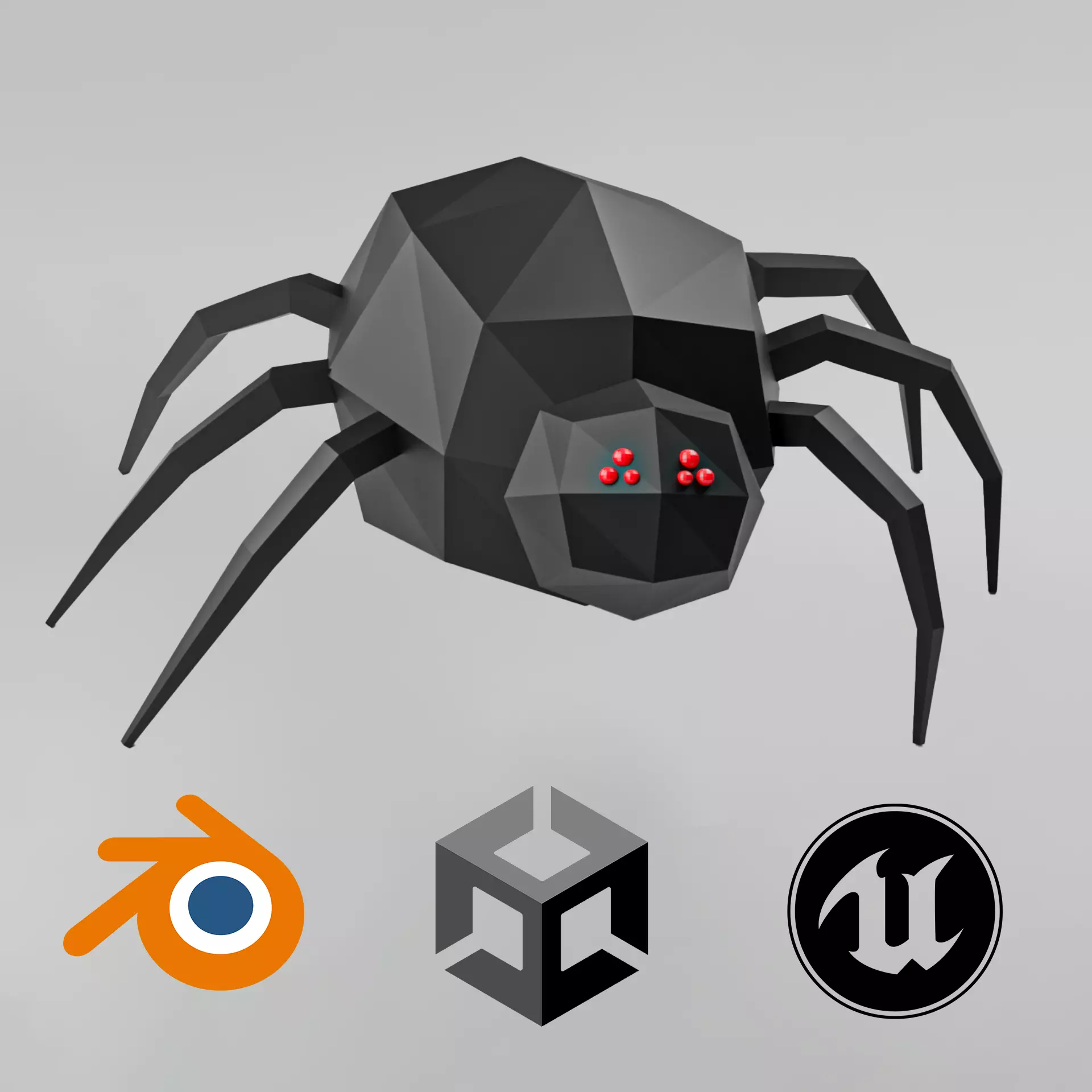 Low-Poly Rigged Spider - IK Rig Low-poly 3D model_0