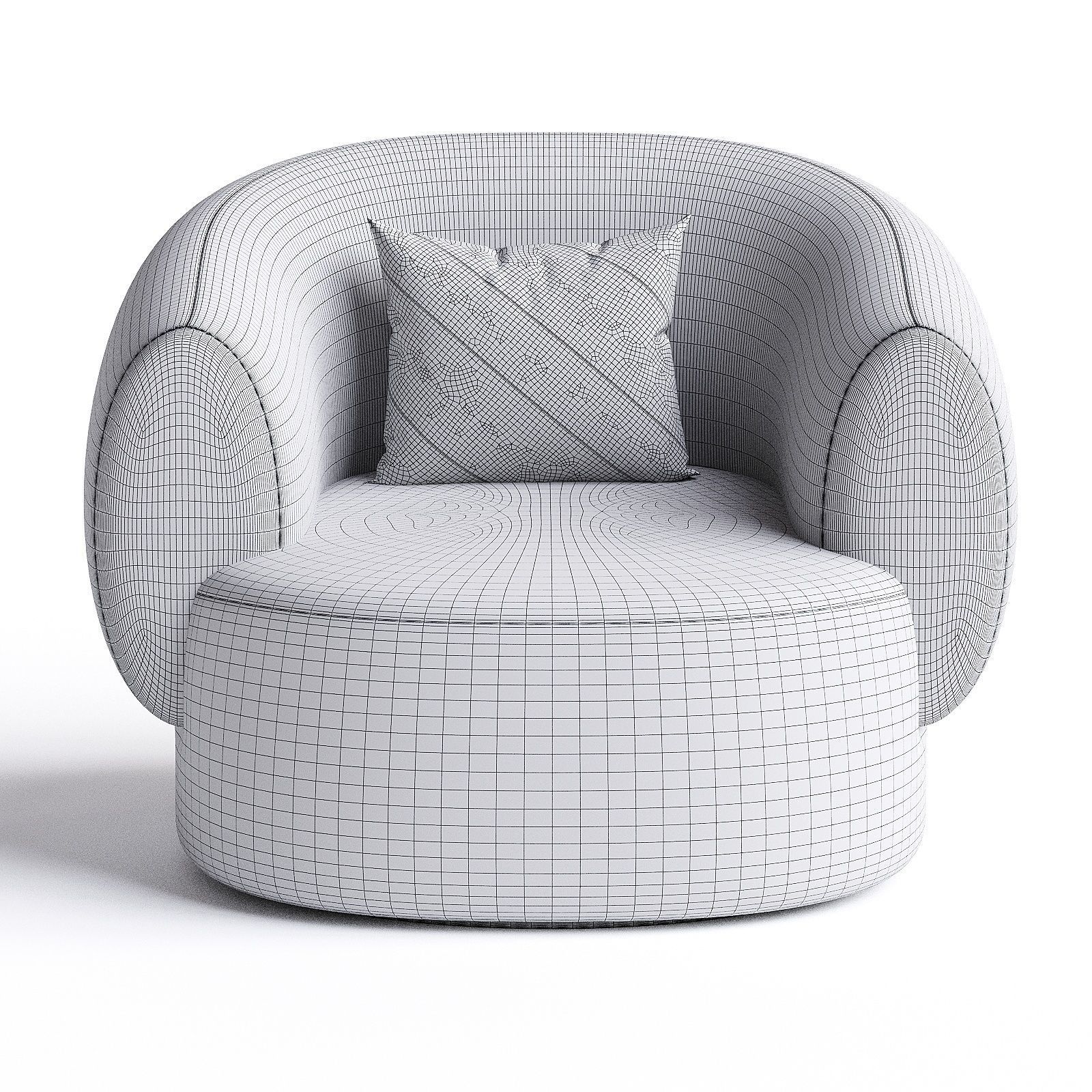 armchair brown 3D model_3