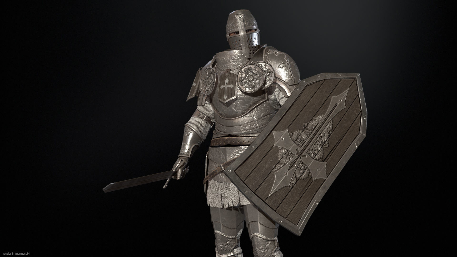 NPC Knight2 Low-poly 3D model_4