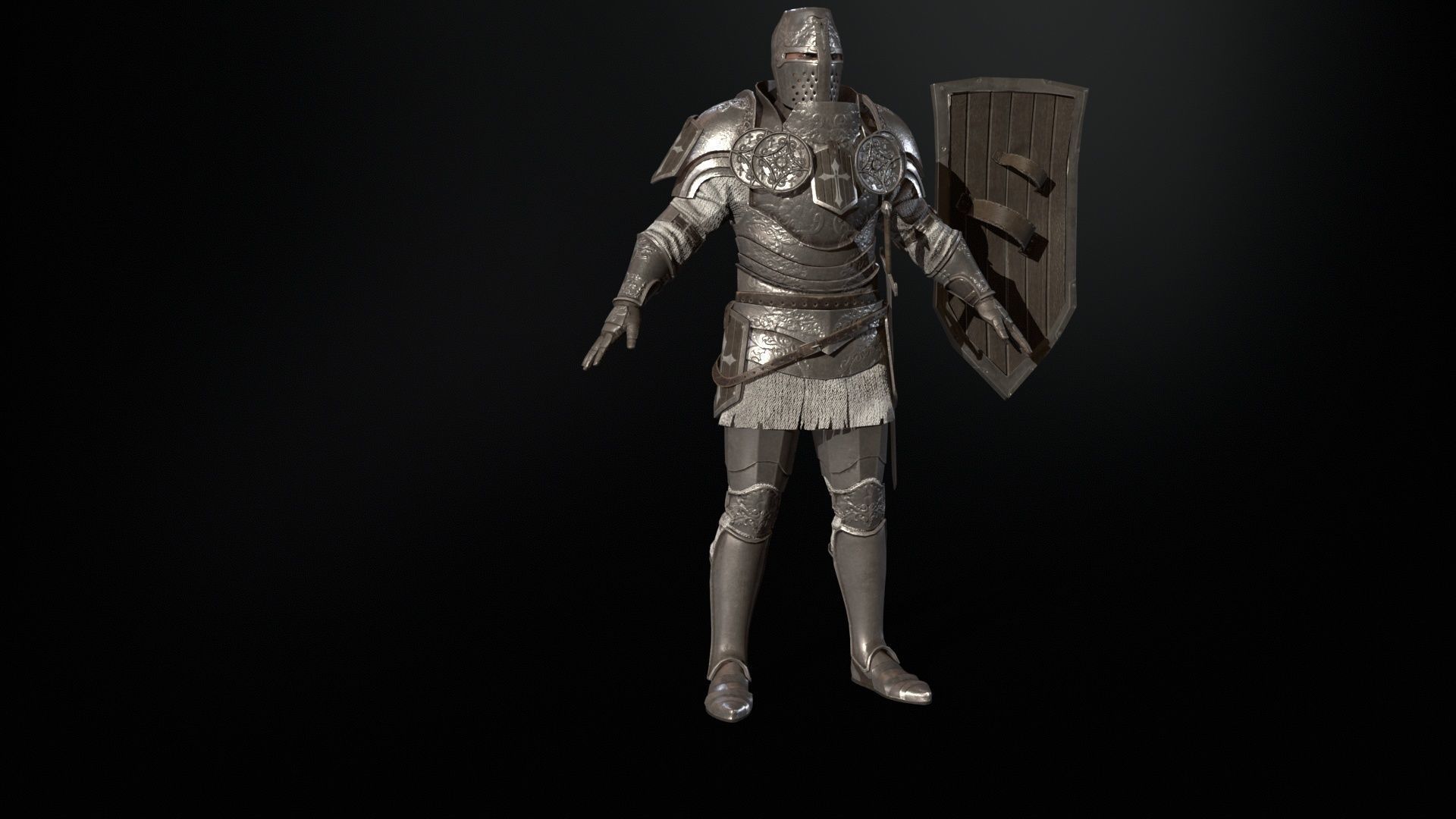 NPC Knight2 Low-poly 3D model_9