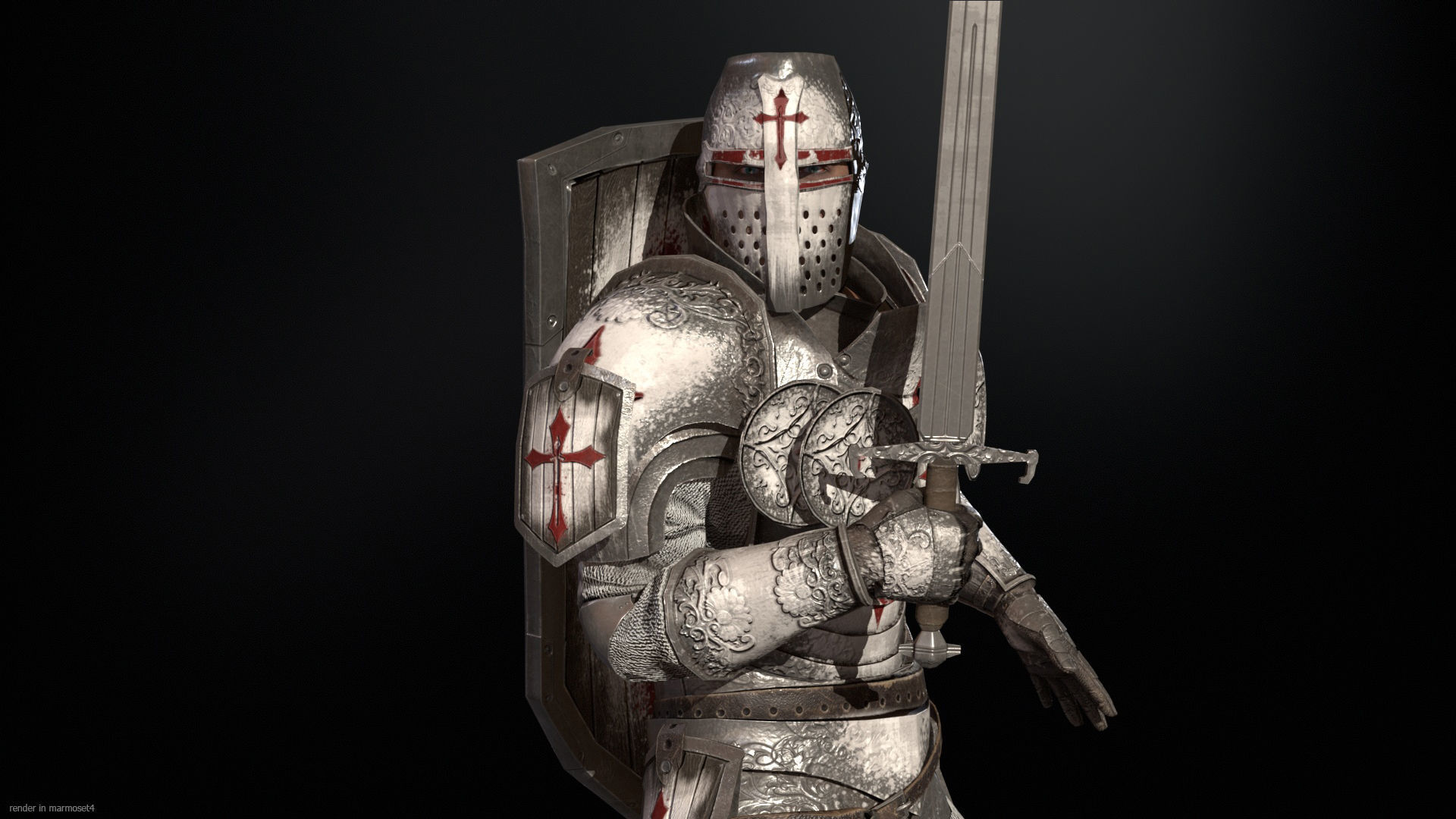 NPC Knight2 Low-poly 3D model_3